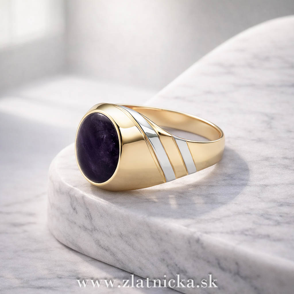 Pečatný prsteň na mieru s ametystom – zákazková výroba prsteňa